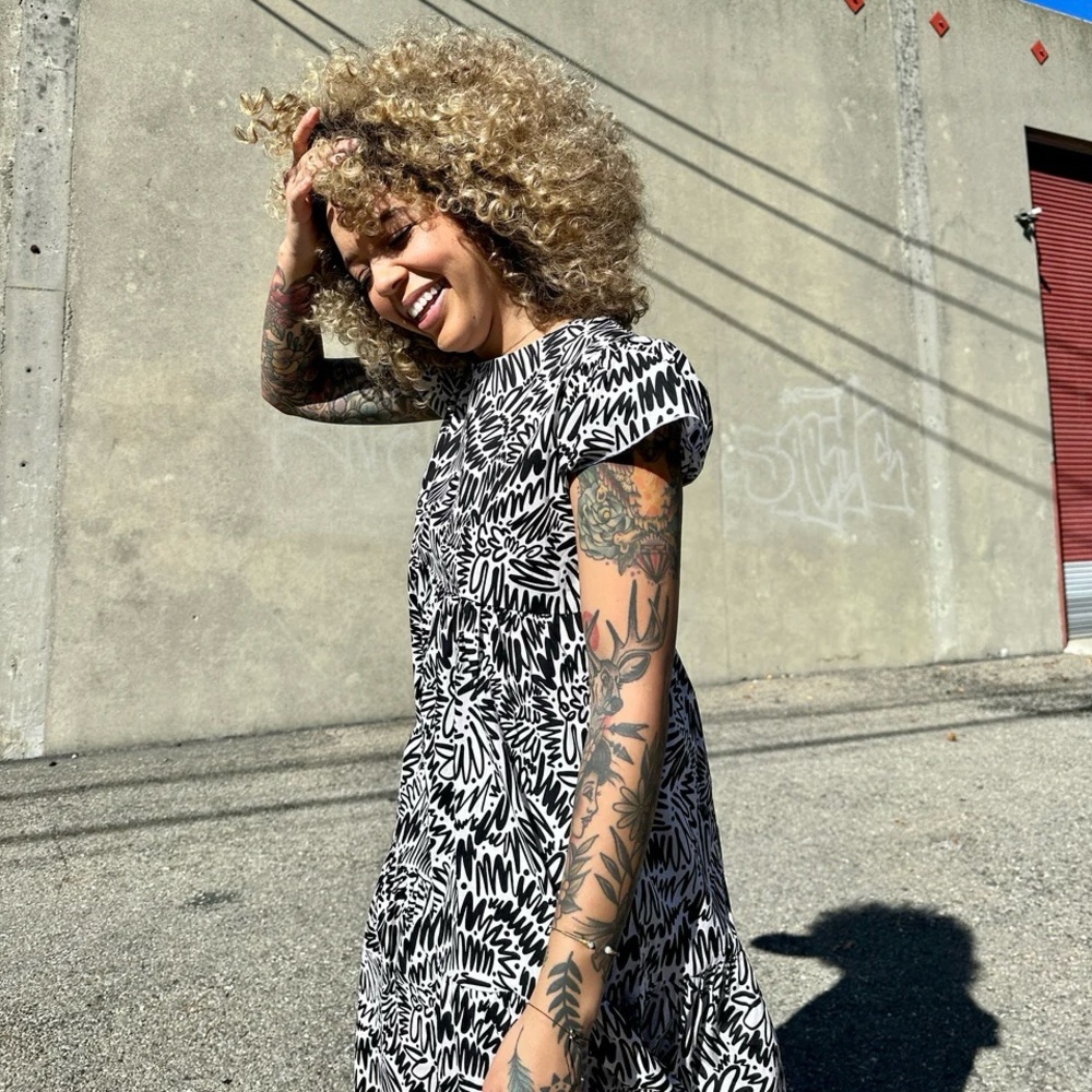 Nooworks Frida Dress in Zig Zag Print